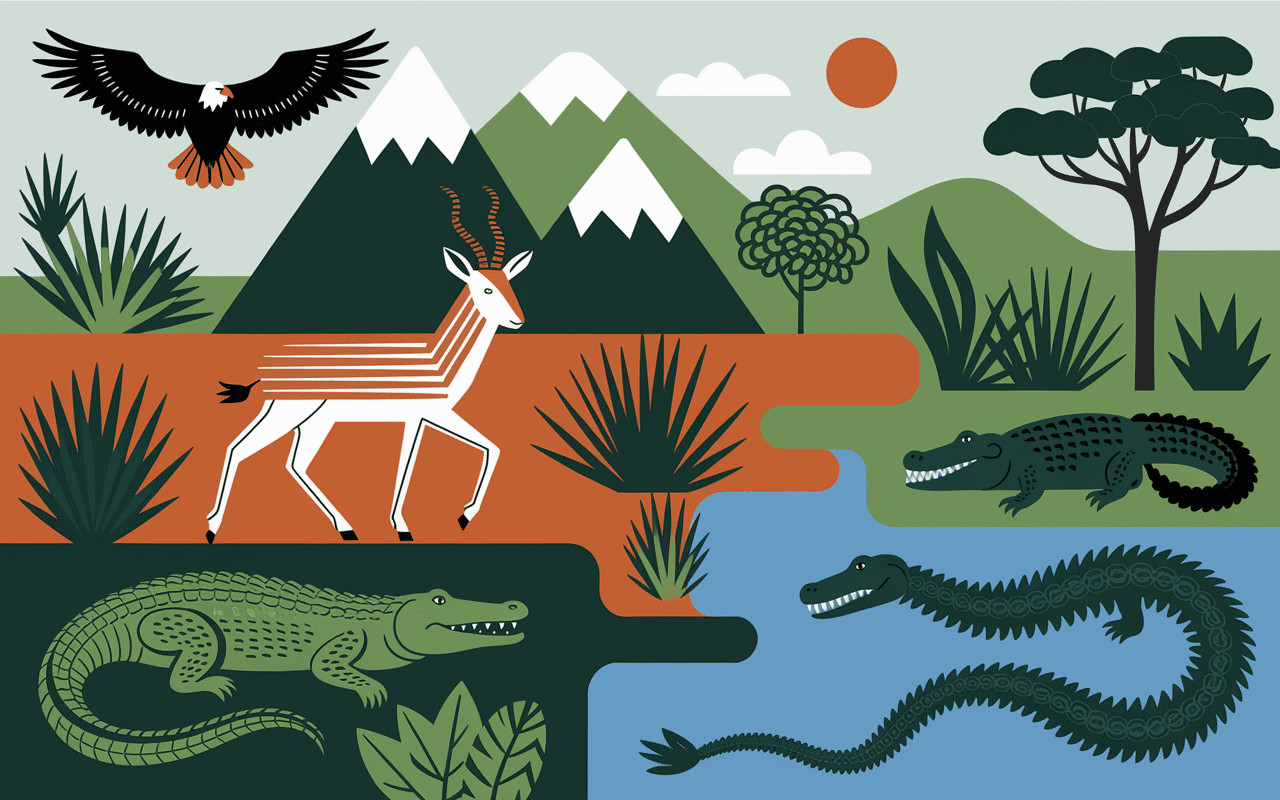 paysage animaux en a sauvages aigle antilope alligator anaconda