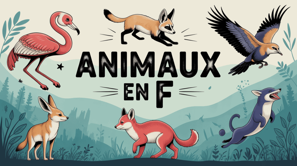collage animal en f flamant fennec faucon furet fouine