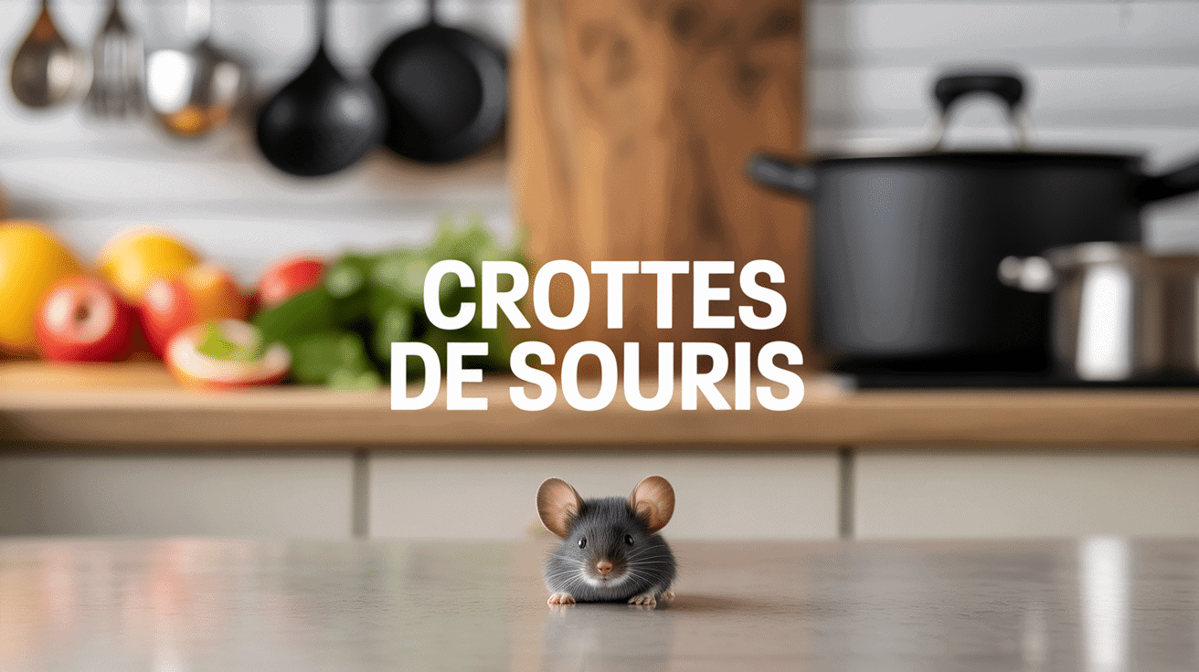 macro crotte de souris noire sur sol cuisine