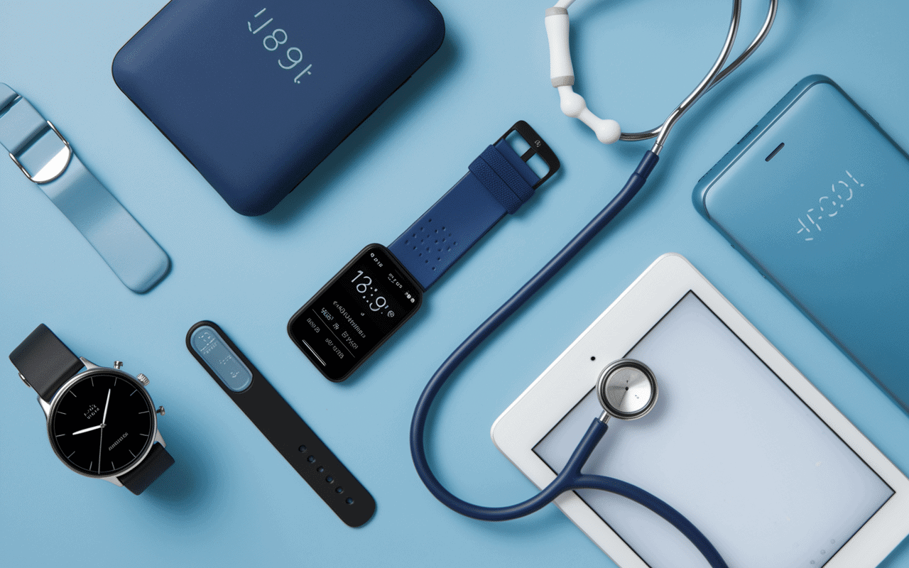 Objets médicaux connectés innovants e healthworld santé sur surface moderne