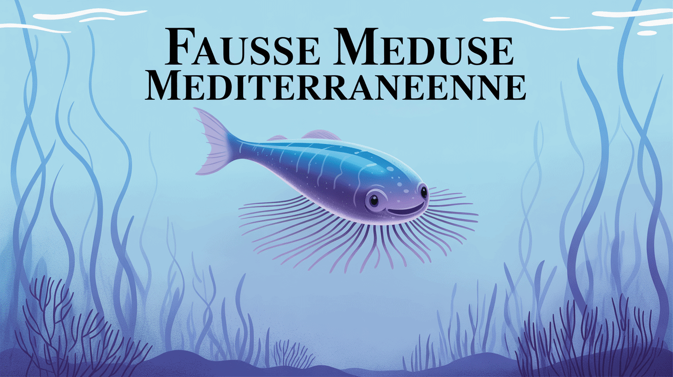 Illustration fausse méduse Méditerranée bleu-violet avec tentacules longs