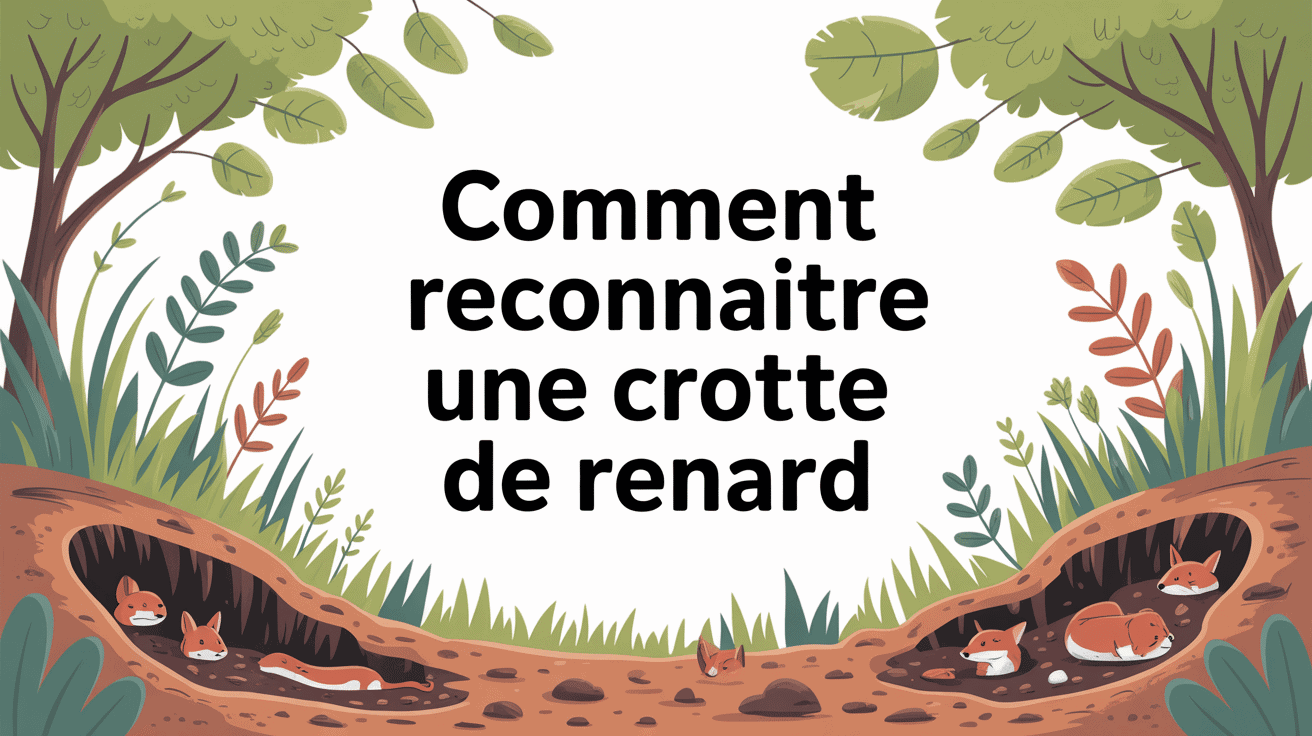 illustration crotte de renard dans jardin naturel avec herbe et feuilles