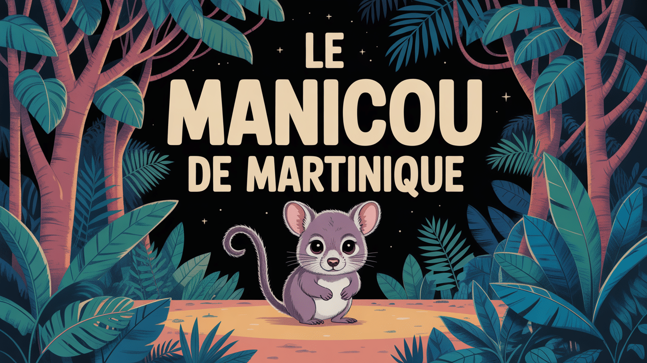 Illustration nocturne du manicou en forêt tropicale
