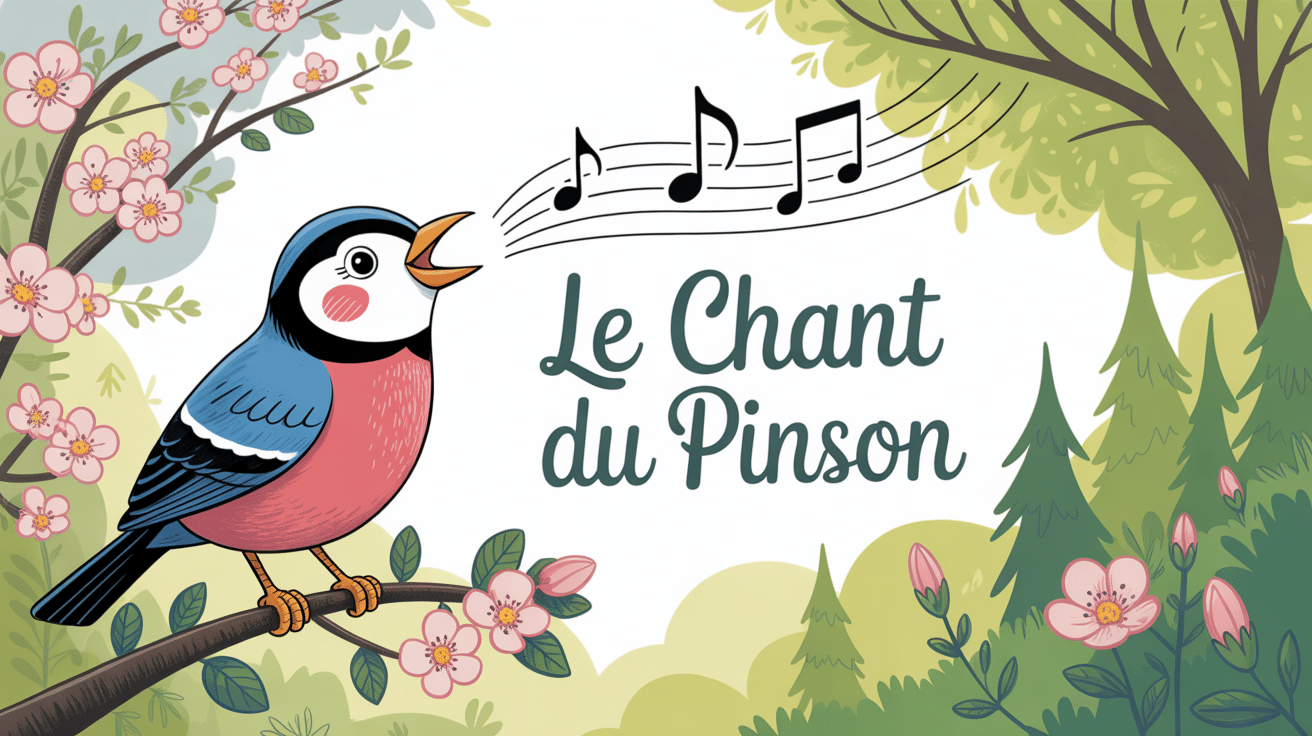 Illustration stylisée d'un pinson chantant