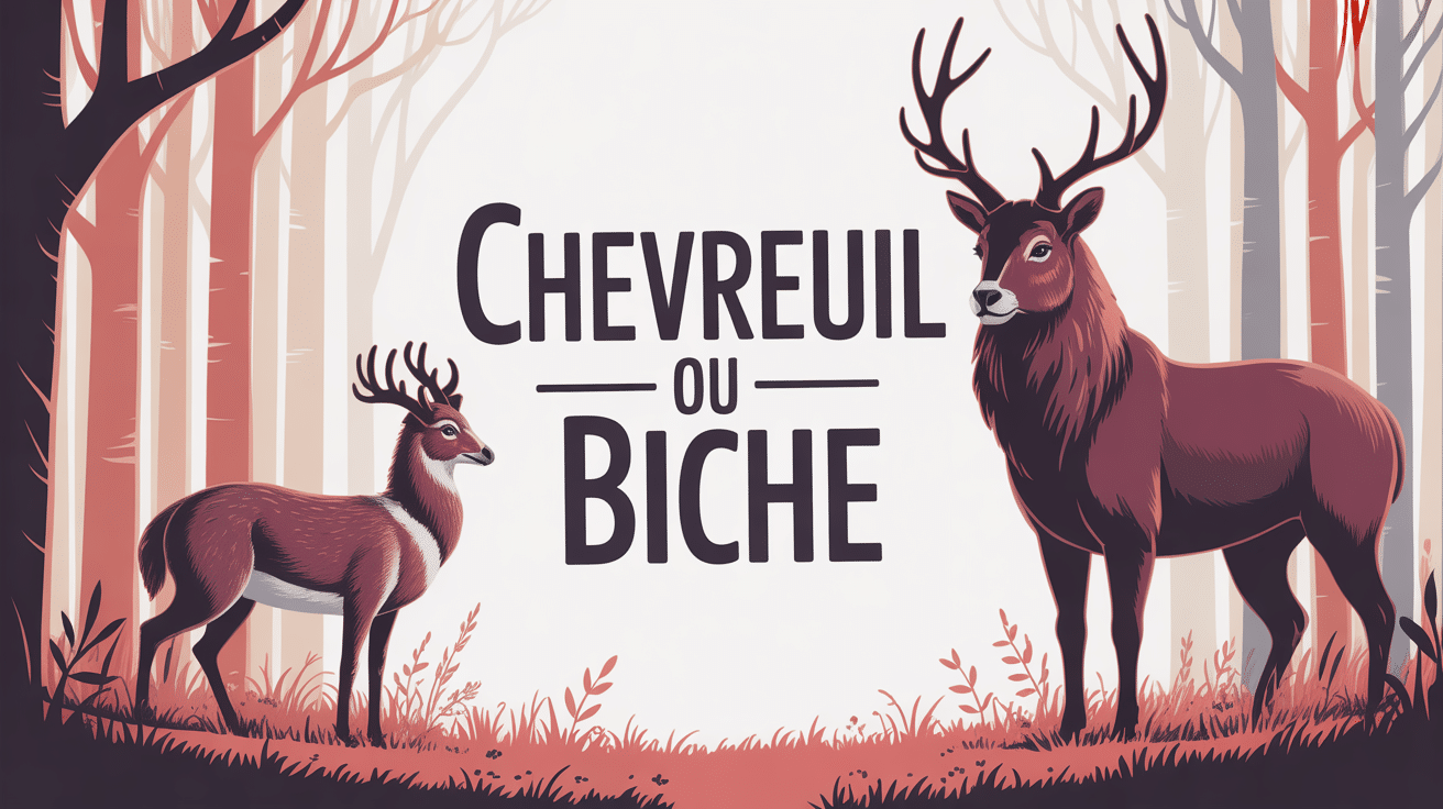 Illustration de chevreuil et biche dans une forêt lumineuse
