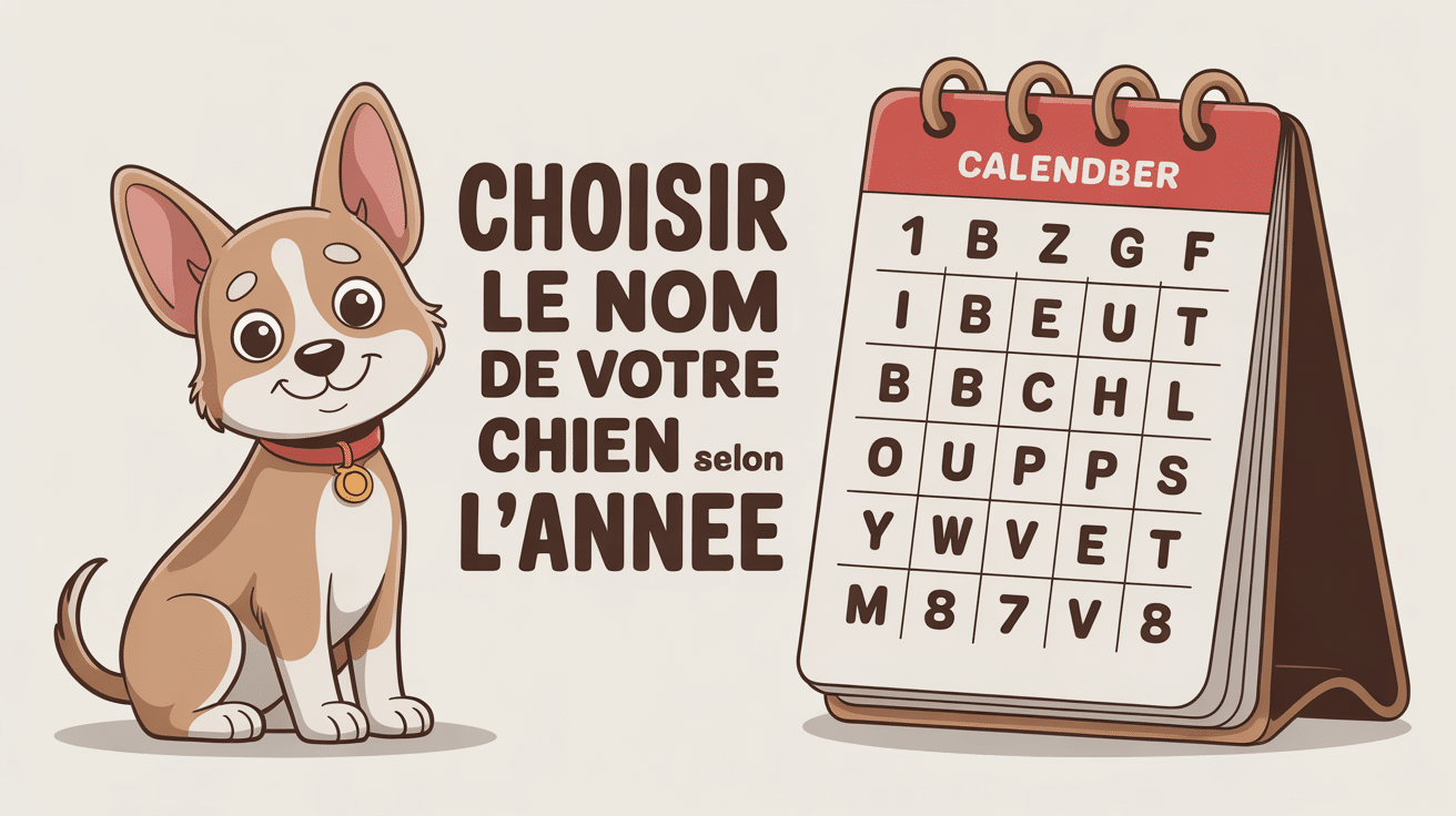 Chiot doré avec calendrier des lettres