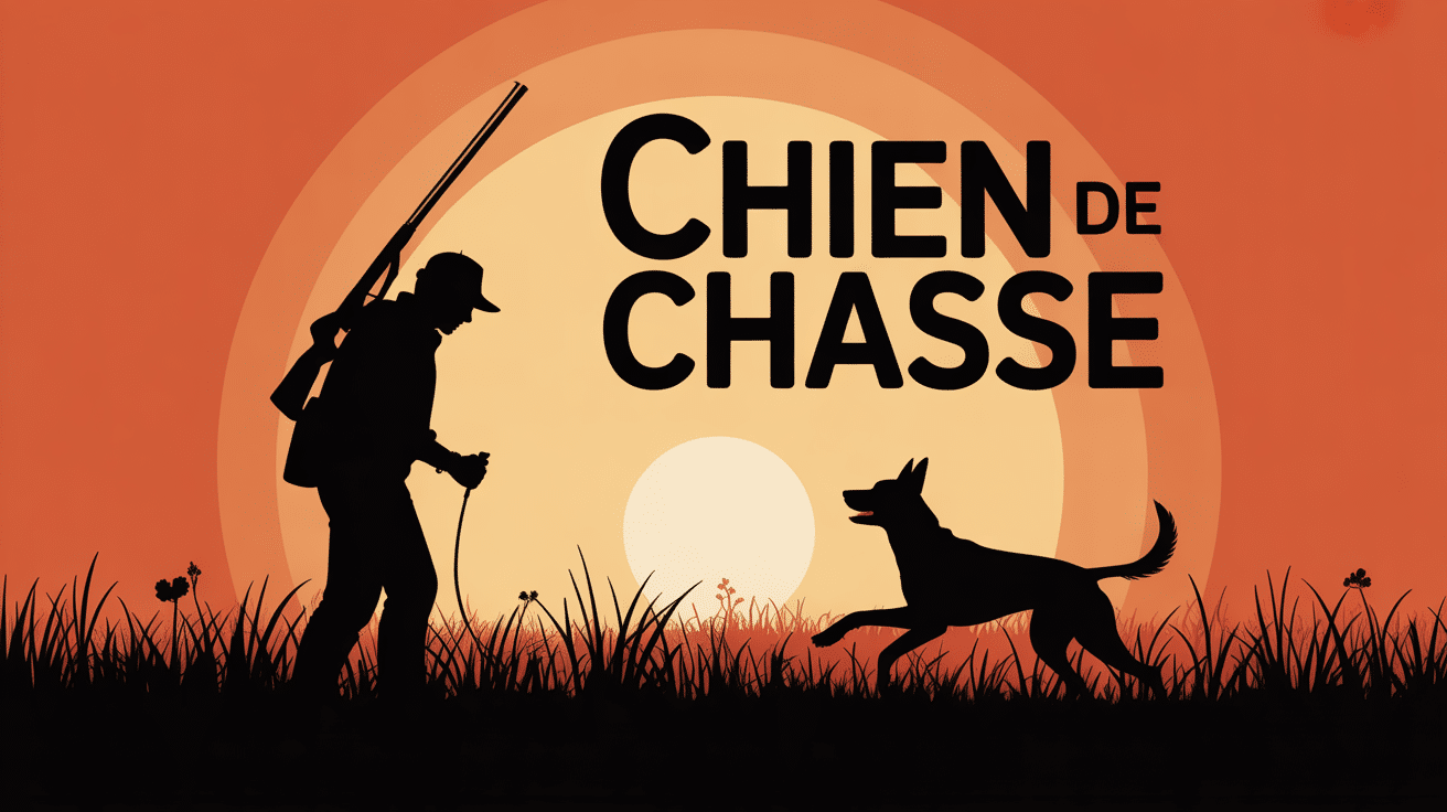 Chien de chasse et chasseur à l'aube