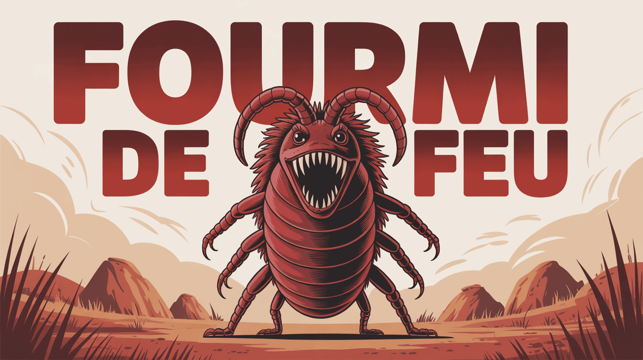 Illustration fourmi de feu rouge-brun aggressive