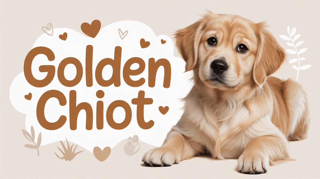 Adorable golden chiot avec texte d'amour