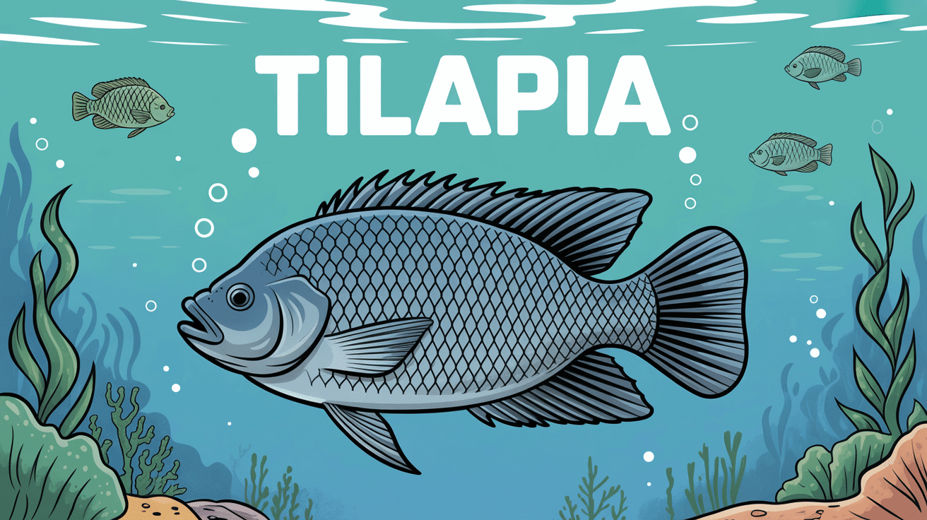 tilapia tilapia nageant avec algues et bulles
