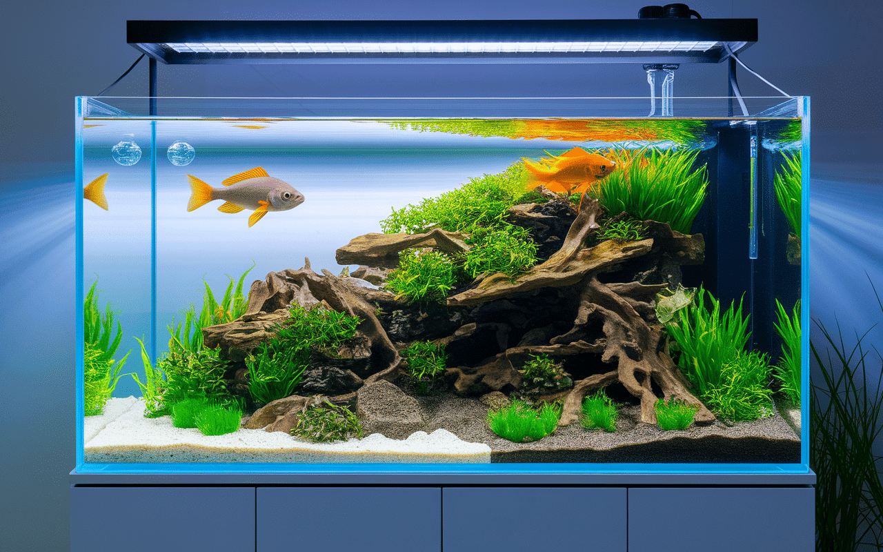 poisson tete de lion aquarium bien amenage filtre plantes