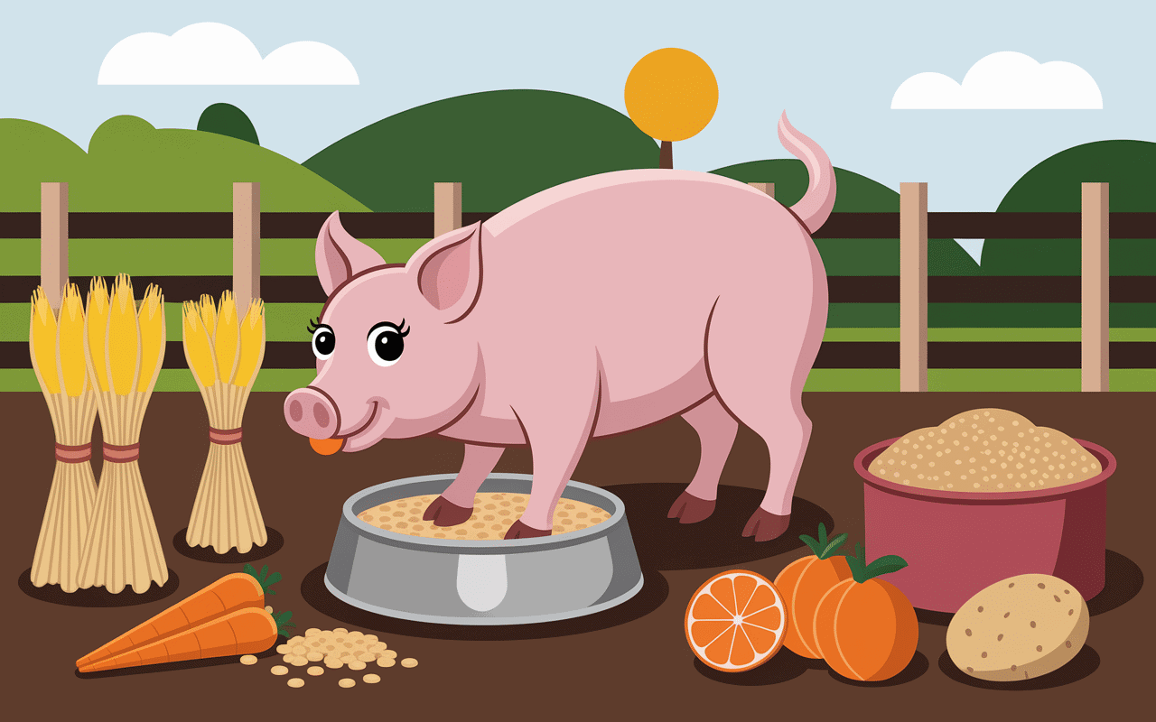 Que mange un cochon aliments de base dans auge