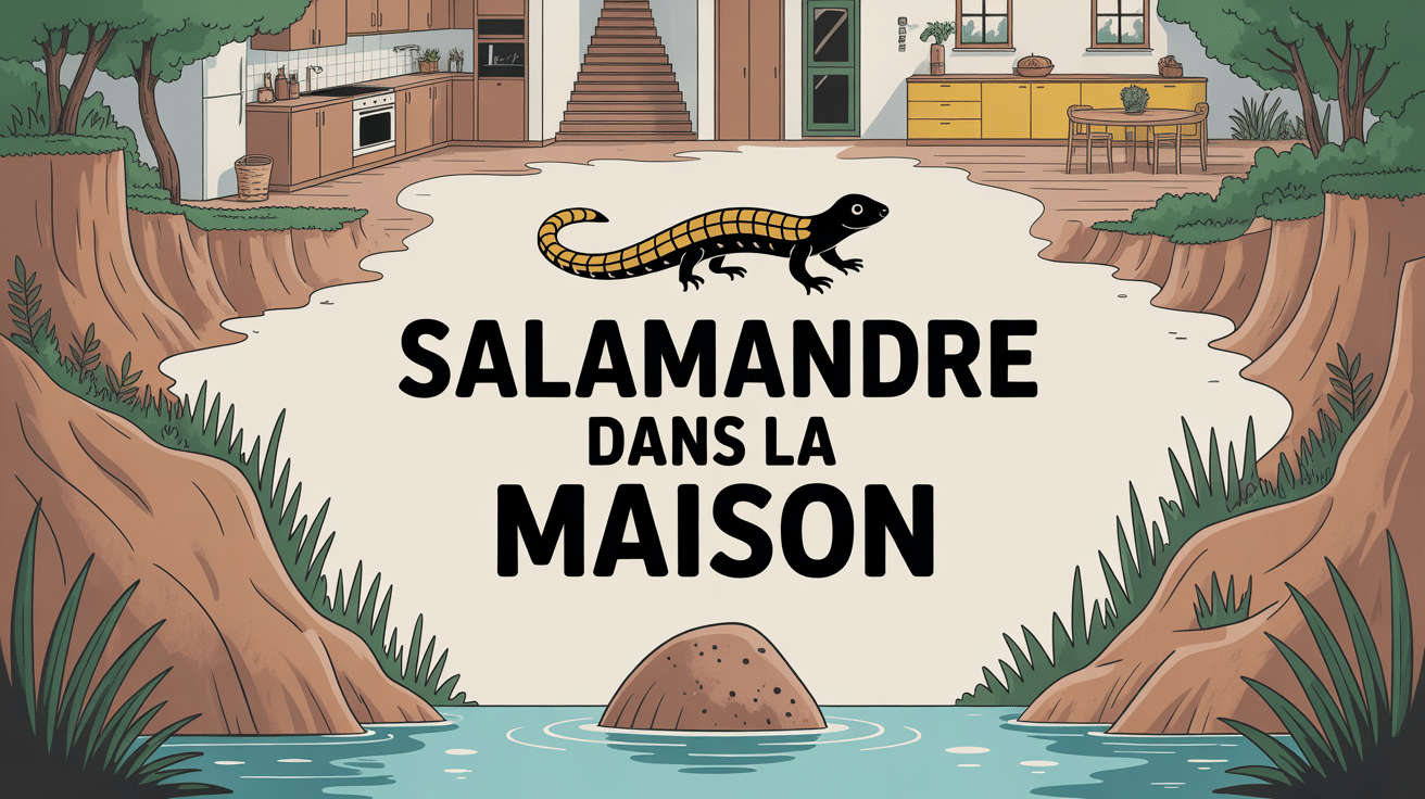 salamandre dans la maison illustration stylisée coupe habitation