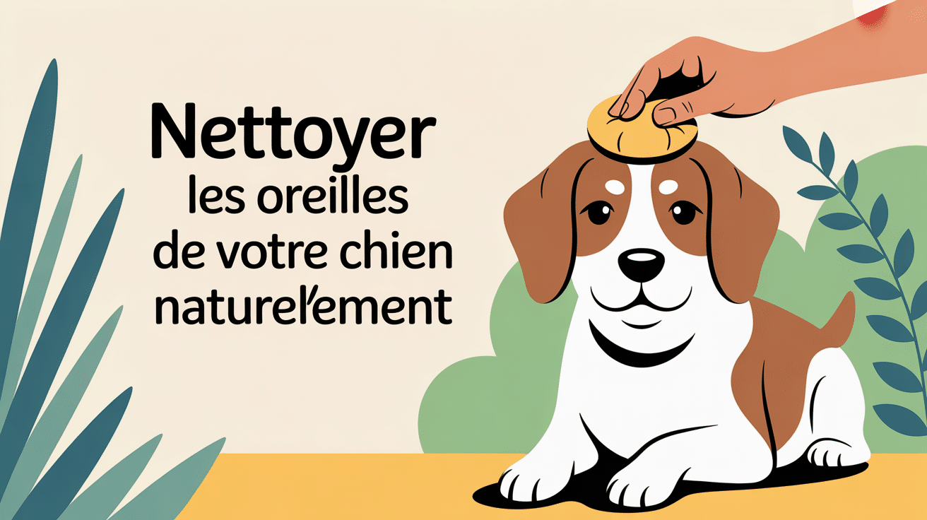 nettoyer les oreilles d'un chien naturellement illustration stylisée
