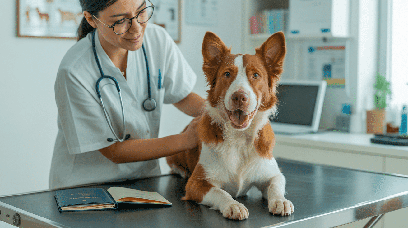 Vétérinaire délivrant passeport chien en clinique