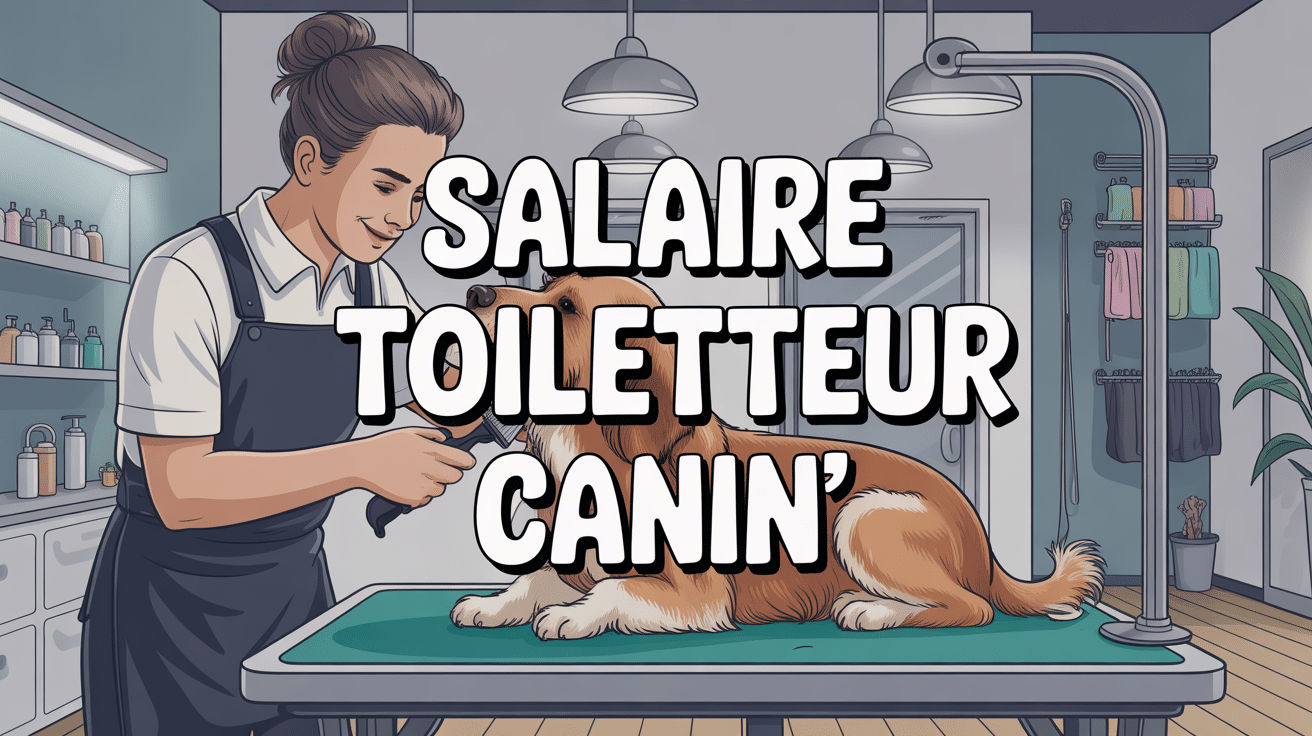 illustration stylisée salaire toiletteur canin en salon moderne