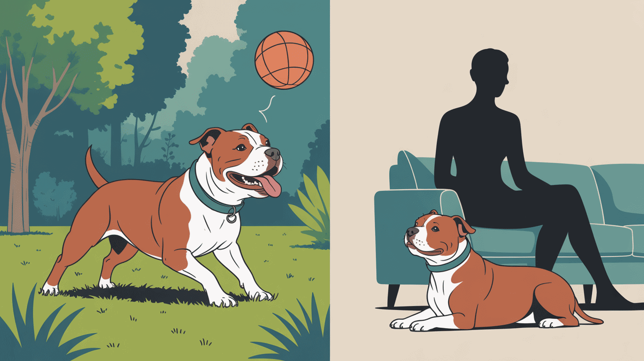 Staffordshire bull terrier caractère contrasté jeu et calme