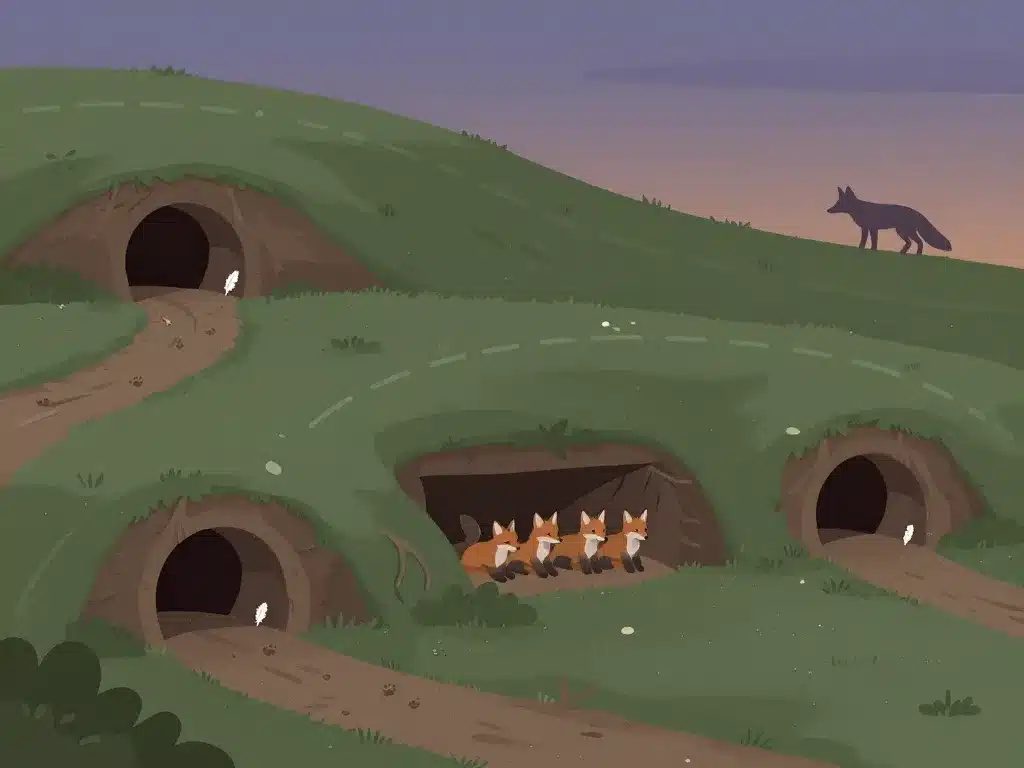 Coupe terrier bebe renard avec entrees et traces