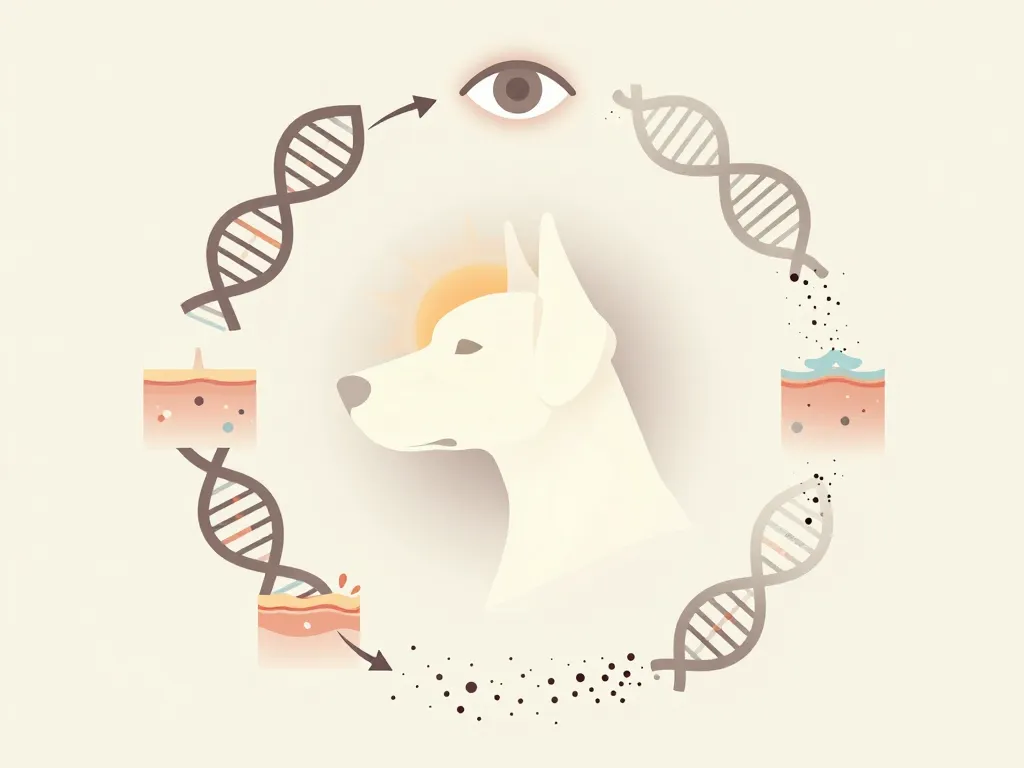 Schéma génétique doberman blanc et mélanine réduite