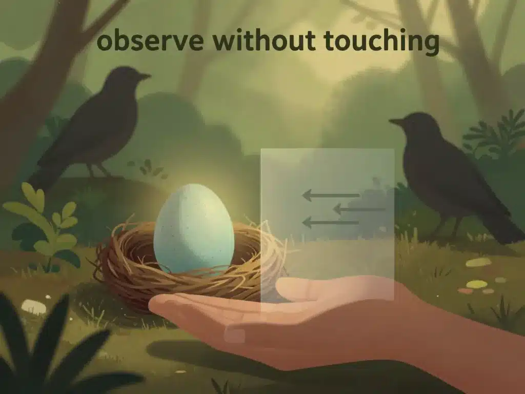 Observer un oeuf de merle sans toucher, nid au sol