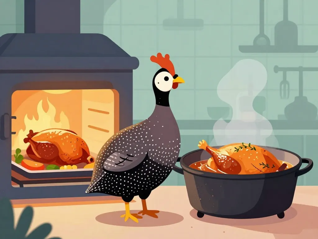 Pintade au four et en cocotte, techniques et temps