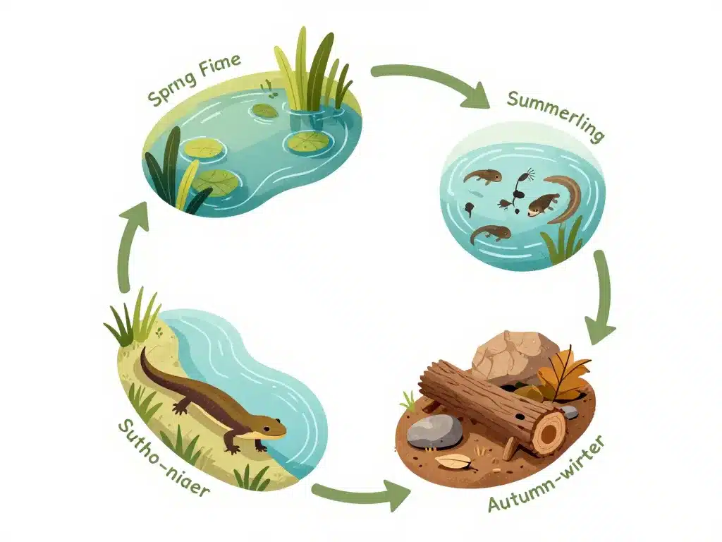 triton palmé : habitats saisonniers et métamorphose