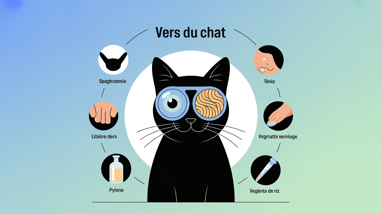 vers du chat photo avec loupe vers ronds et plats