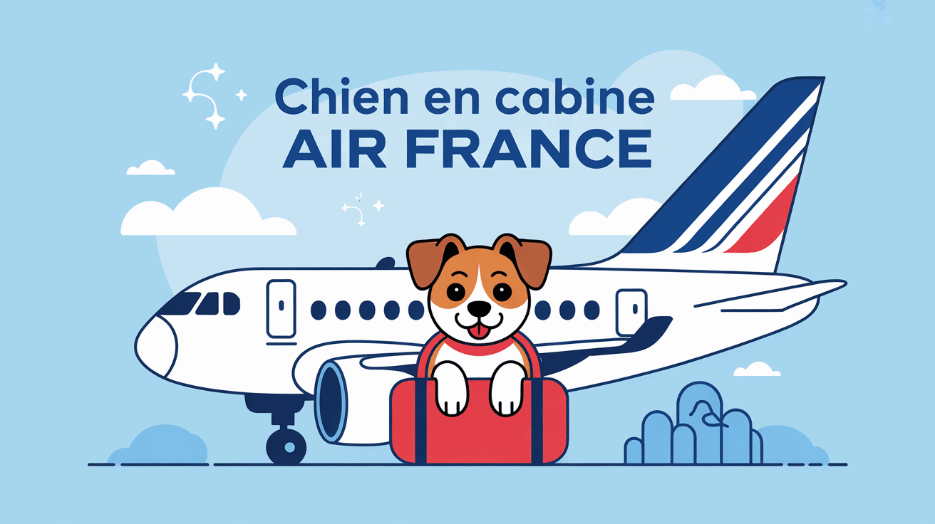Illustration Air France chien cabine prix devant hublot avion
