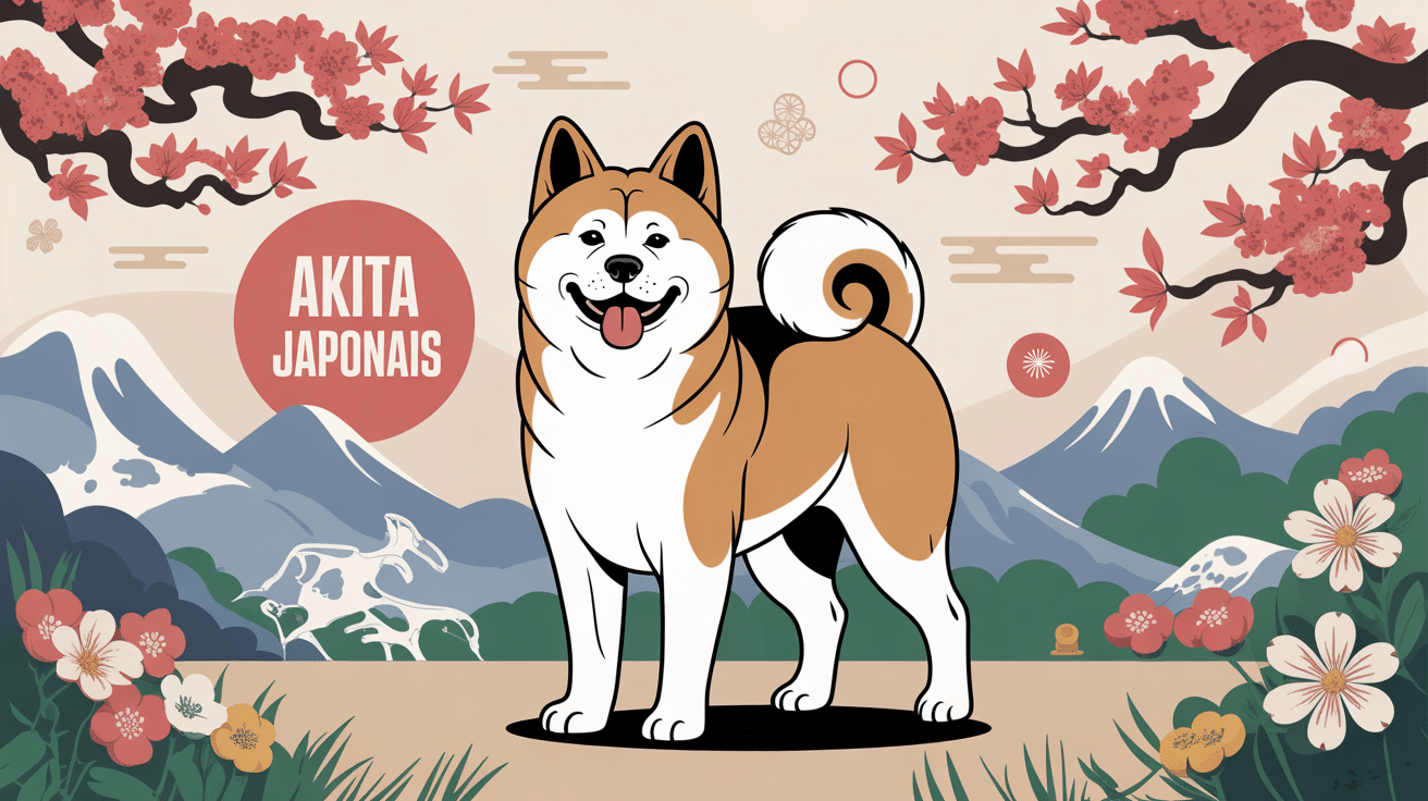 akita chien japonais majestueux illustration japon