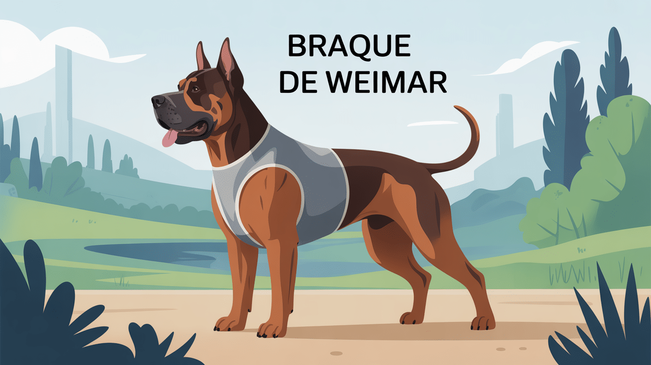 Braque de Weimar dangereux illustration stylisée sécurisée