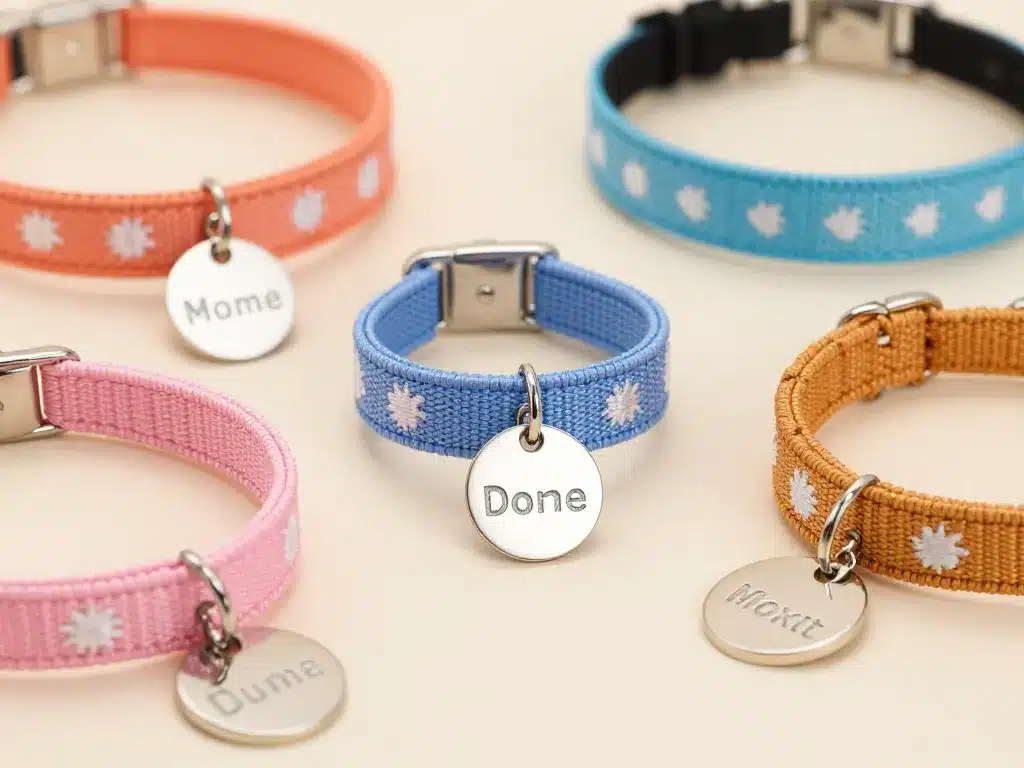 Collier chaton personnalisable avec différents styles de médaillon