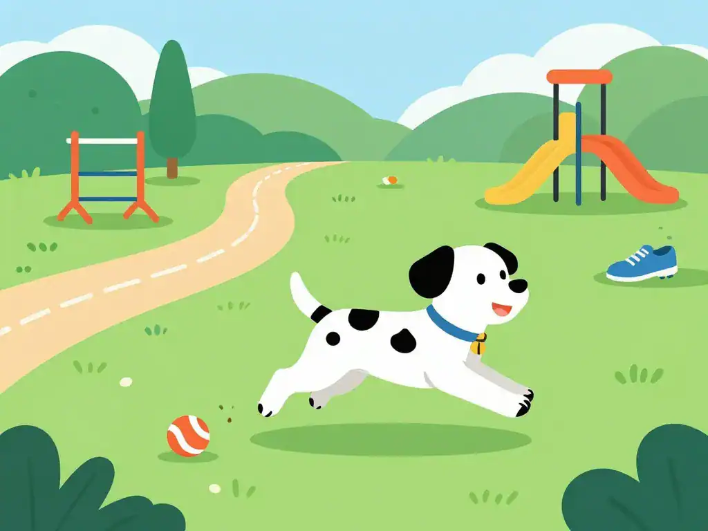 Dalmatien faisant de l'exercice au parc activité