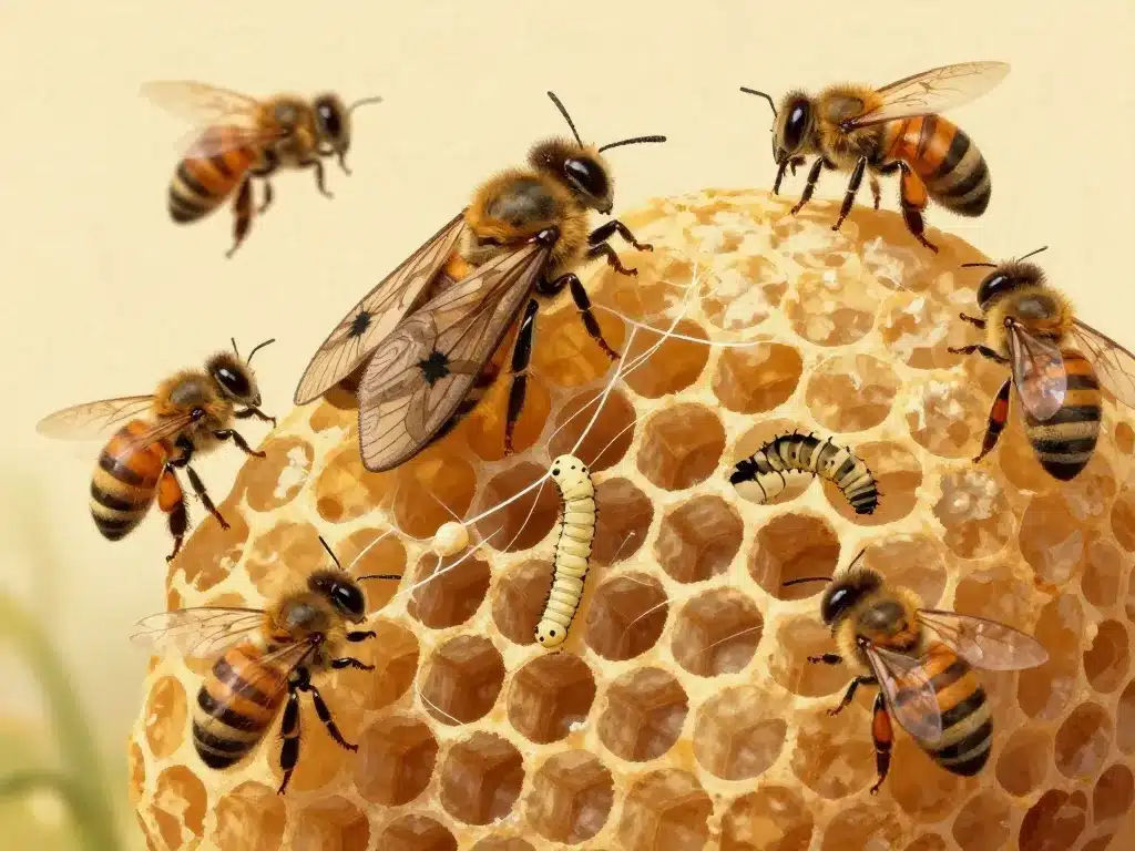 fausse teigne larve cire ruche