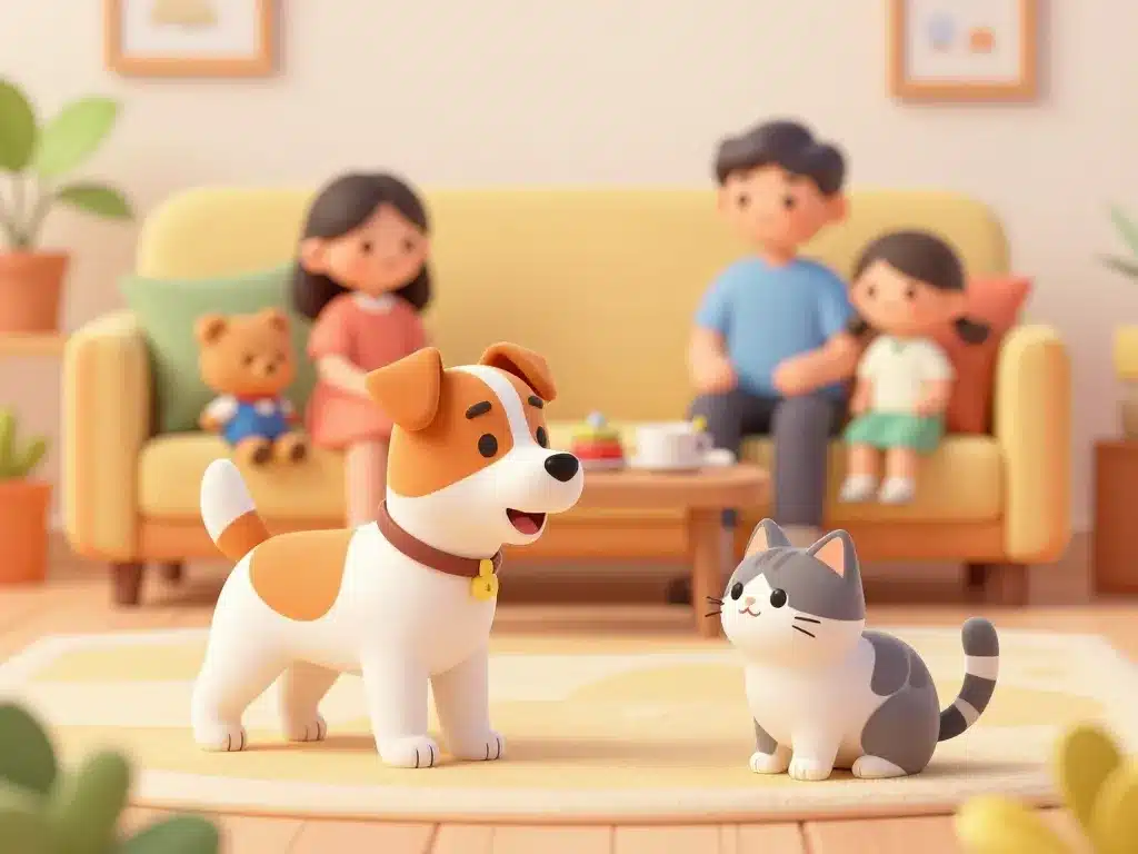 fox terrier interaction famille maison