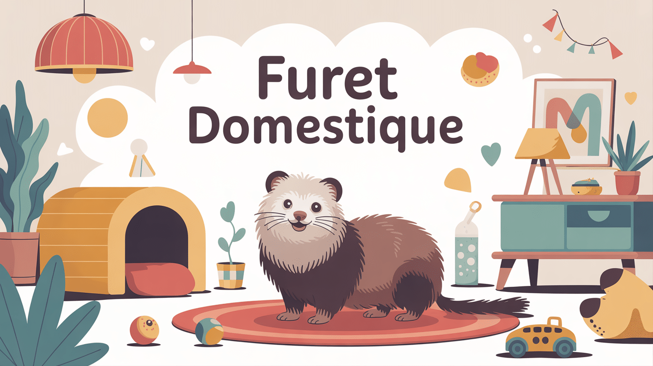 illustration furet domestique intérieur accessoires