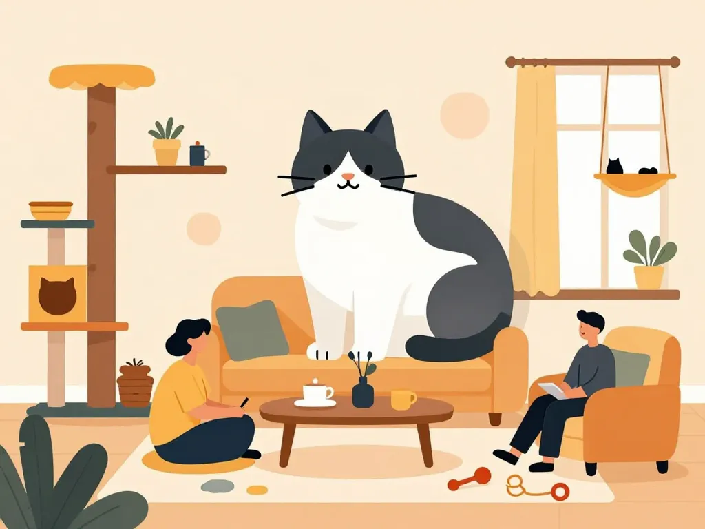 Grand chat dans un logement adapté au quotidien