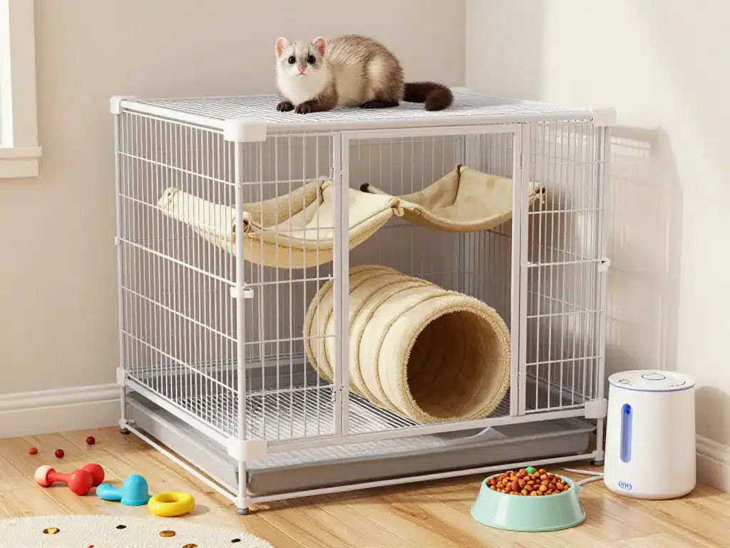 habitat adapté furet domestique cage alimentaire