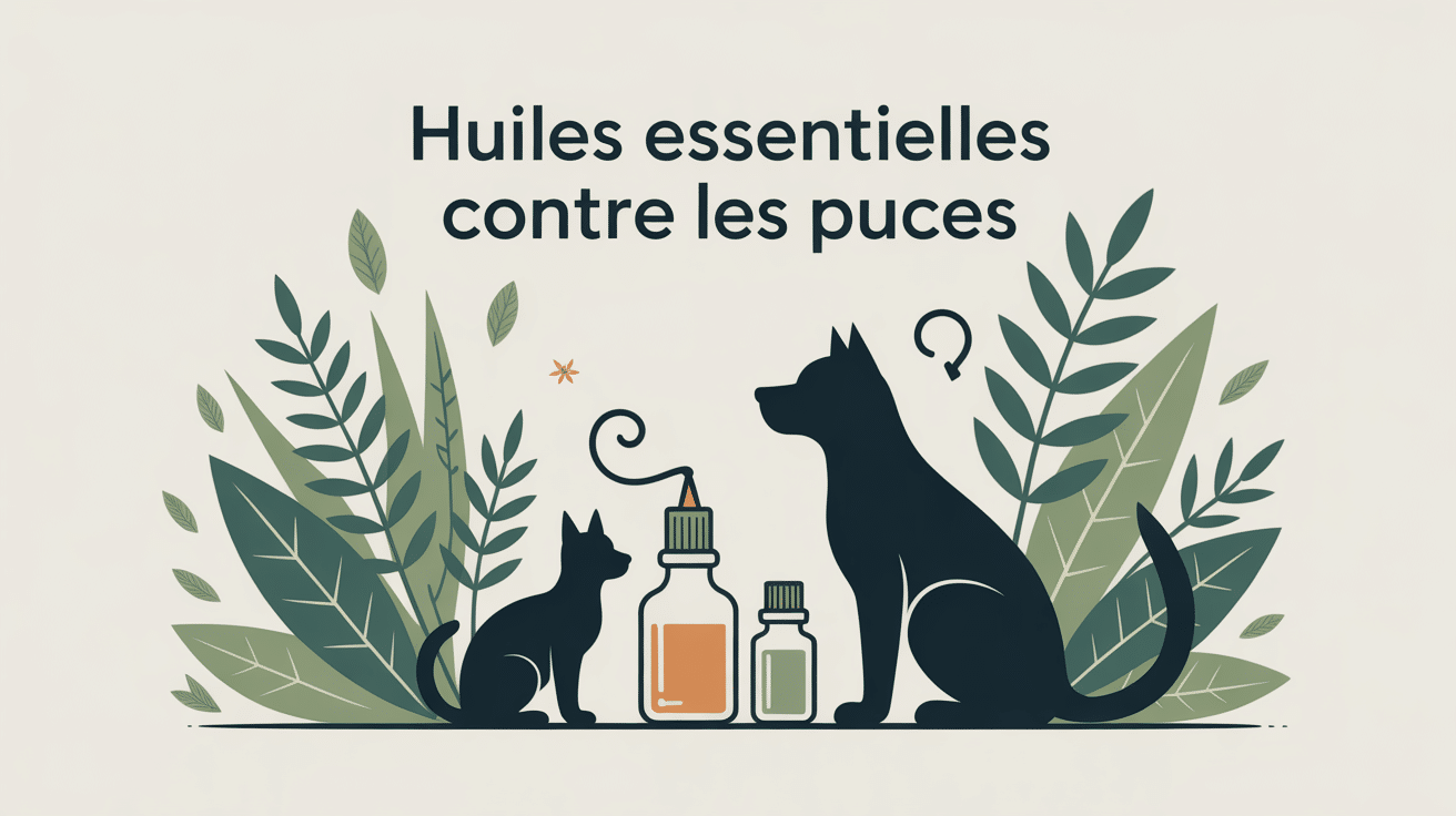 huiles essentielles contre les puces illustration moderne chat chien