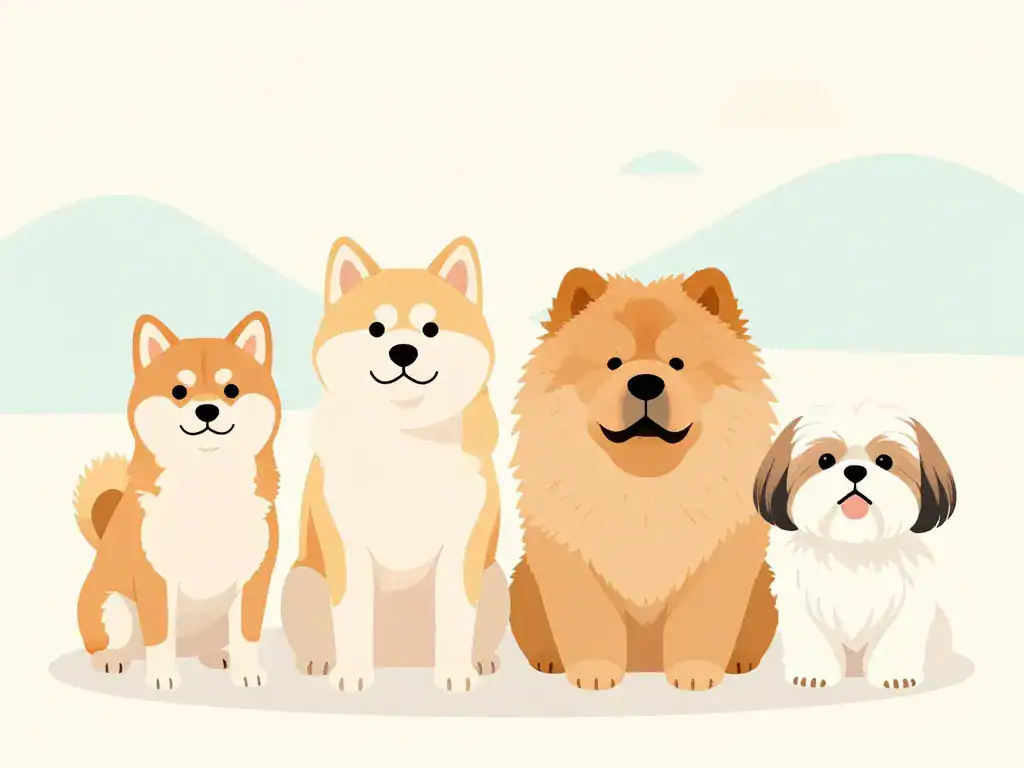 Panorama chien asiatique races connues illustration