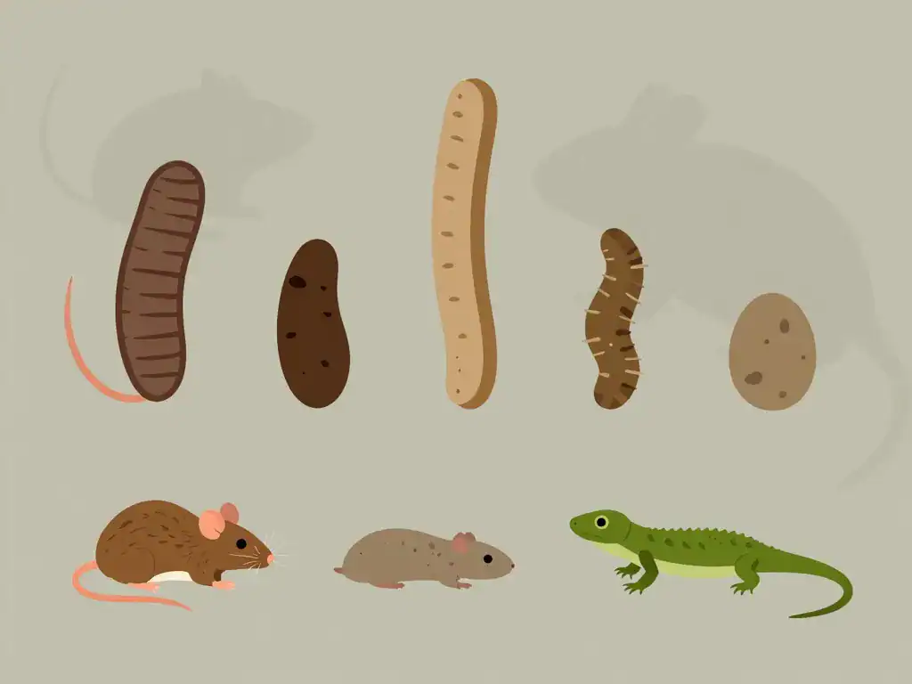 Différences crottes rats souris lézard