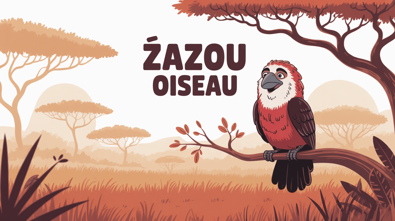 Zazou oiseau illustré dans la savane africaine