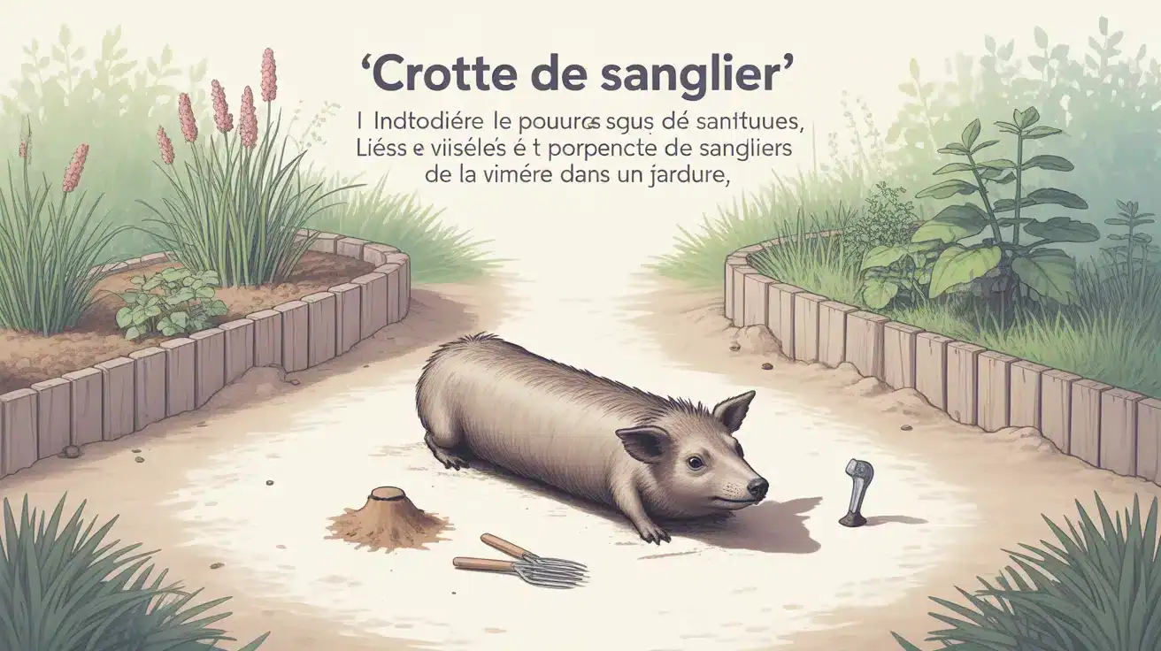Crotte de sanglier sur pelouse, indices visuels