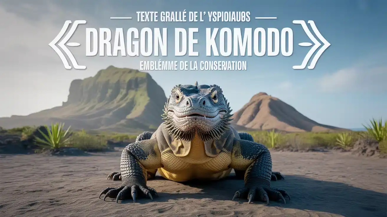 Dragon de Komodo dans une savane aride