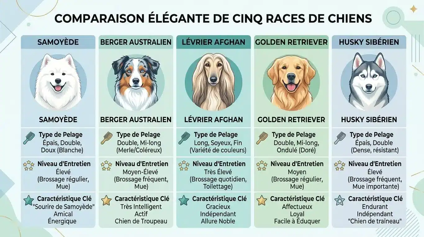 Infographie comparative des races de chiens les plus belles du monde