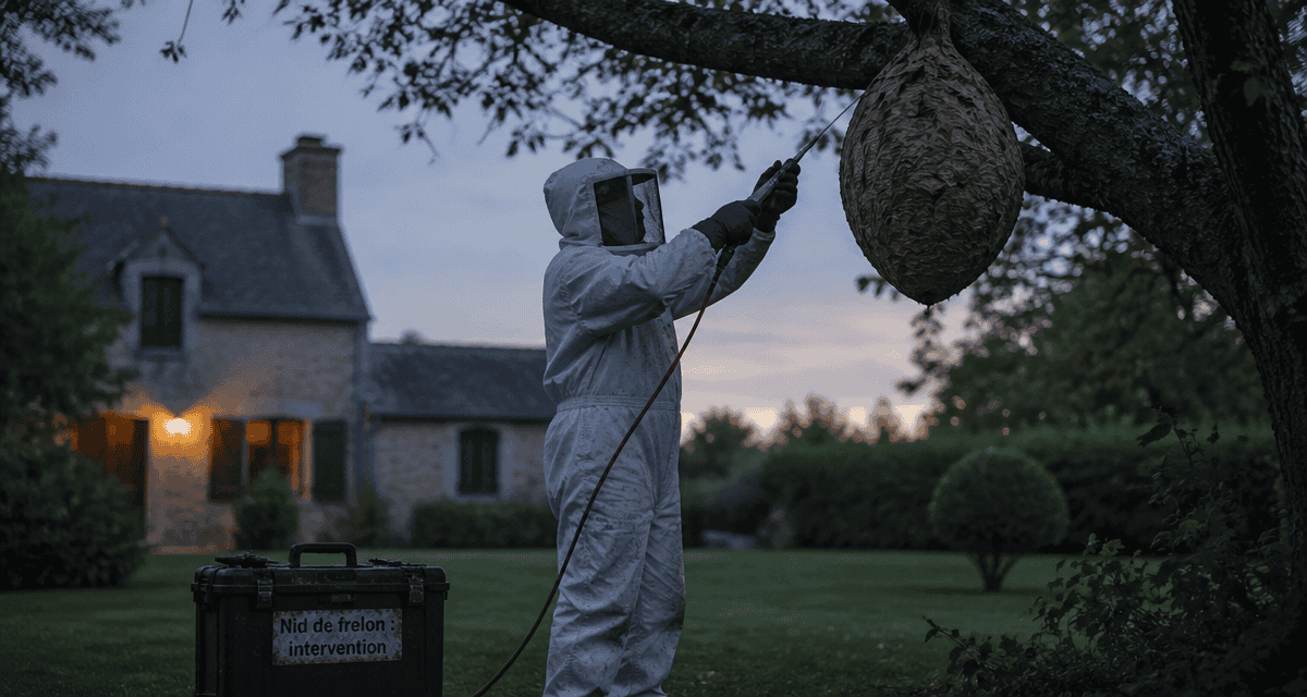 Nid de frelon comment le détruire technicien en action