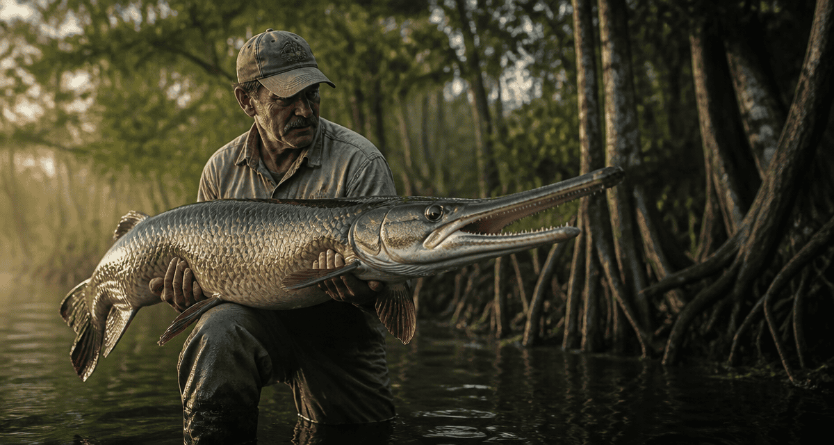 brochet crocodile pêcheur bayou