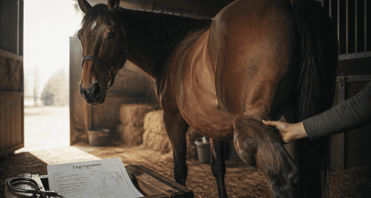 cheval qui engorge membre postérieur gonflé