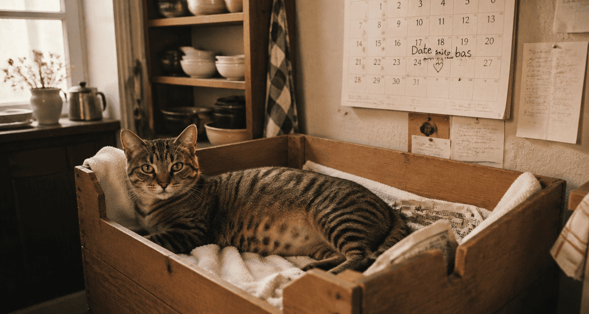 dure gestation chat dans caisse mise bas