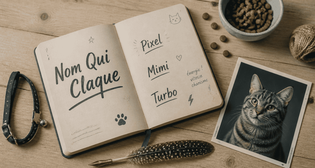nom de chat qui claque carnet et accessoires