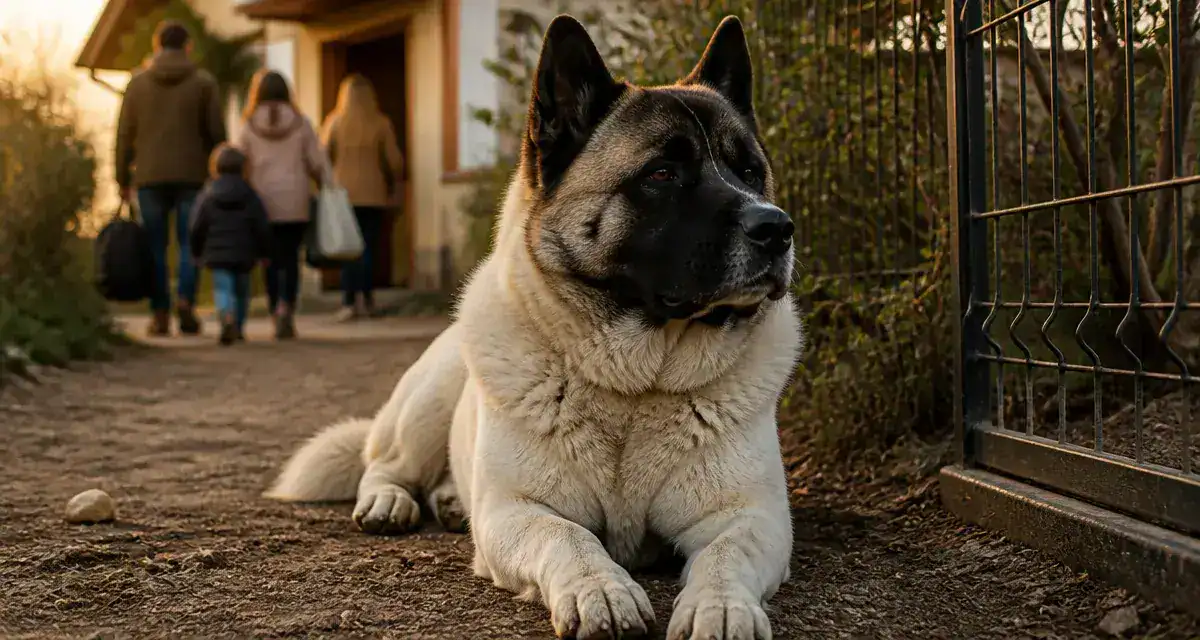 Akita americain caractere : chien protecteur vigilant, pelage blanc et masque noir